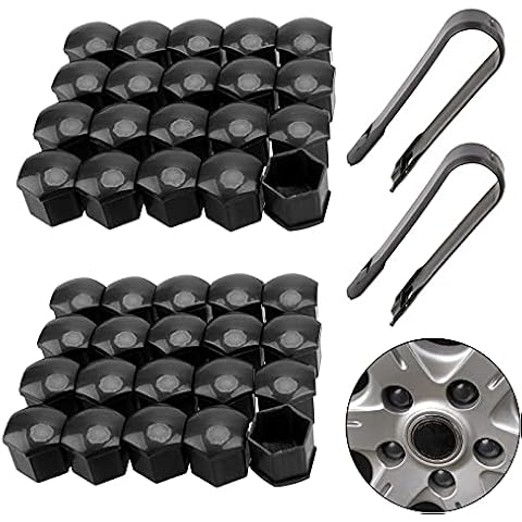 40 Pieces Nut Caps,17 mm Wheel Nut Cap Plastic Universal Tyre Nut Covers Wheel Bolt Nut Caps Covers Hexagonal Car Tire Screw Cap Protection with Removal Tool Set for Cars Easy to Install(Black) Cover