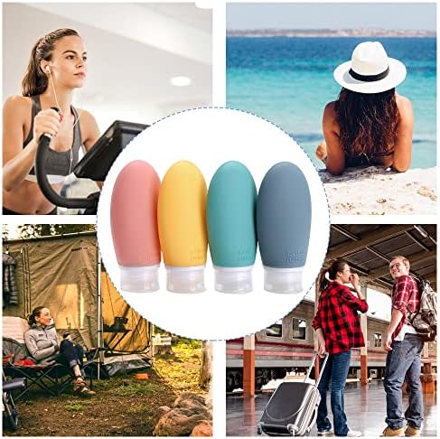 Opret 100ml Silicone Travel Bottle, 4 Pack Leak Proof Refillable Squeezable Containers with Lable 3.4oz for Shampoo, Conditioner and Toiletries, BPA Free and TSA Approved