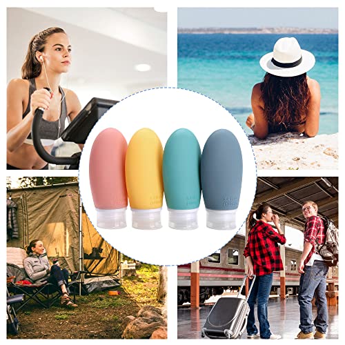 Miniatura 7 de Opret Botellas De Viaje Silicona 4 Piezas, Botes Viaje Rellenables 100ml Para Gel Y Champu, Botellas A Prueba De Fugas Para Gel, Champús, Lociones Y Artículos De Tocador, Fda Certificado Sin Bpa