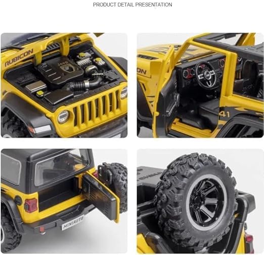Image of Jeep Rubicon Diecast Car Model 1:32 Scale | Metal Pull Back Toy | Openable Doors Off Road Jeep SUV Toy | Diecast Jeep for Kids Boys & Girls | Birthday Gift (Colour as a per Stock)