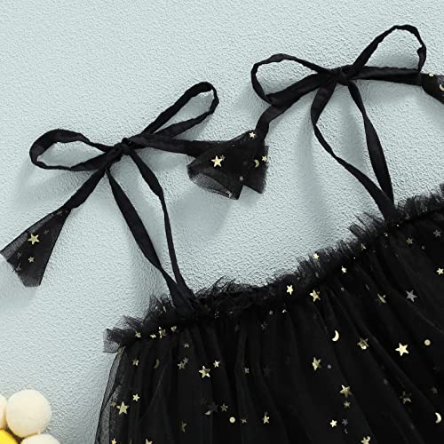 Baby Girl Tulle Dress Toddler Christmas Valentines Clothes Sleeveless Tied Layered Sequin Princess Dresses(Black-1,2-3T) #TOP2