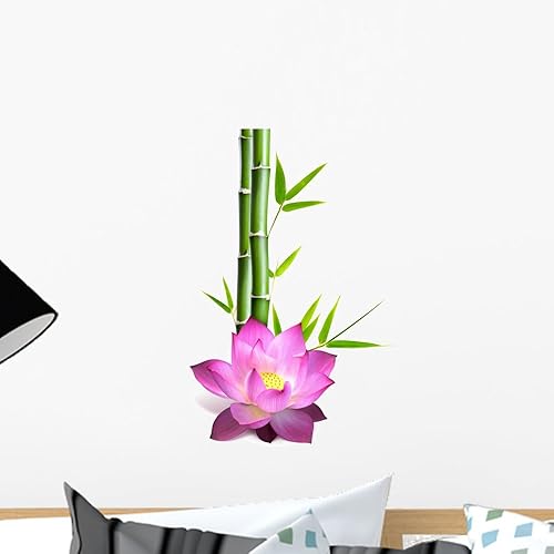 Miniatura 9 de Vinilo adhesivo de pared de flor de loto y bambú (12 pulgadas de alto x 8 pulgadas de ancho) WM238743