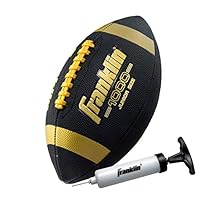 Franklin Sports Youth Football - 1000 Junior Kids Football - Synthetic Leather Youth Junior Ball for Kids - Outdoor All-Weather Balls with Extra Grip - 1 Pack - Black + Gold