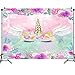 Unicorno Birthday Background- simyron Unicorno Fotografia di sfondo, Floral Rainbow Photo Background per bambini Baby, Girls ,Baby Shower Festa Background 5x3FT