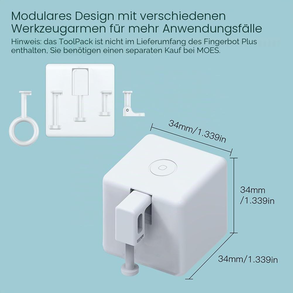 Zigbee-Fingerbot Plus für Smart-Button-Pusher, berührungslos, ohne Hub, einfache Montage, kompatibel mit Smart Life App, Weiß