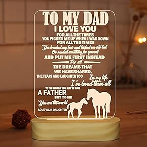 To My Dad Gifts from Daughter,3D Night Light I Love You Daddy LED Illusion Table Lamp for Men Father’s Day Birthday…