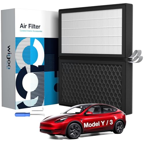 Image of Wigoo 2026 HEPA Cabin Air Filter for Tesla Model 3 Model Y, 2-Pack
