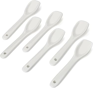 Ceramic Coffee Spoons Set of 6, Small Spoons for Espresso,Yogurt,Ice-cream, Appetizers, Desserts Teaspoon Kitchen Tool 6