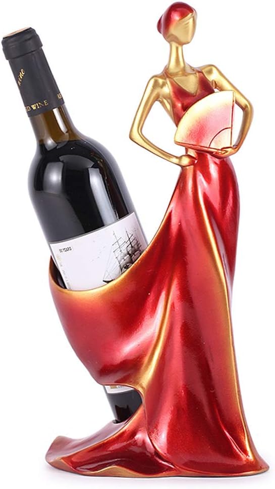 Home bar Wine Rack Wine Bottle Holder Creative Resin Folding Fan Wine Bottle Rack Hand-Painted Tabletop Wine Rack Living Room Table Decoration for Home Kitchen Dining Room (Color : B)