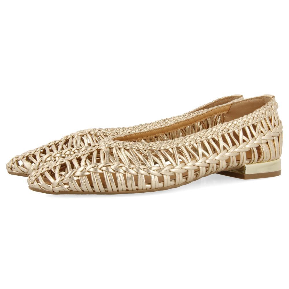 GIOSEPPO FAYSTON Braided Leather Ballerinas, Platinum, 8.5 UK