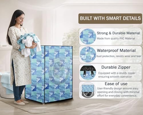 Image of Stylista Washing Machine Cover Compatible for LG 9 kg Inverter Wi-Fi Fully-Automatic Front Load FHT1409SWS, STS-VCM Printed Pattern
