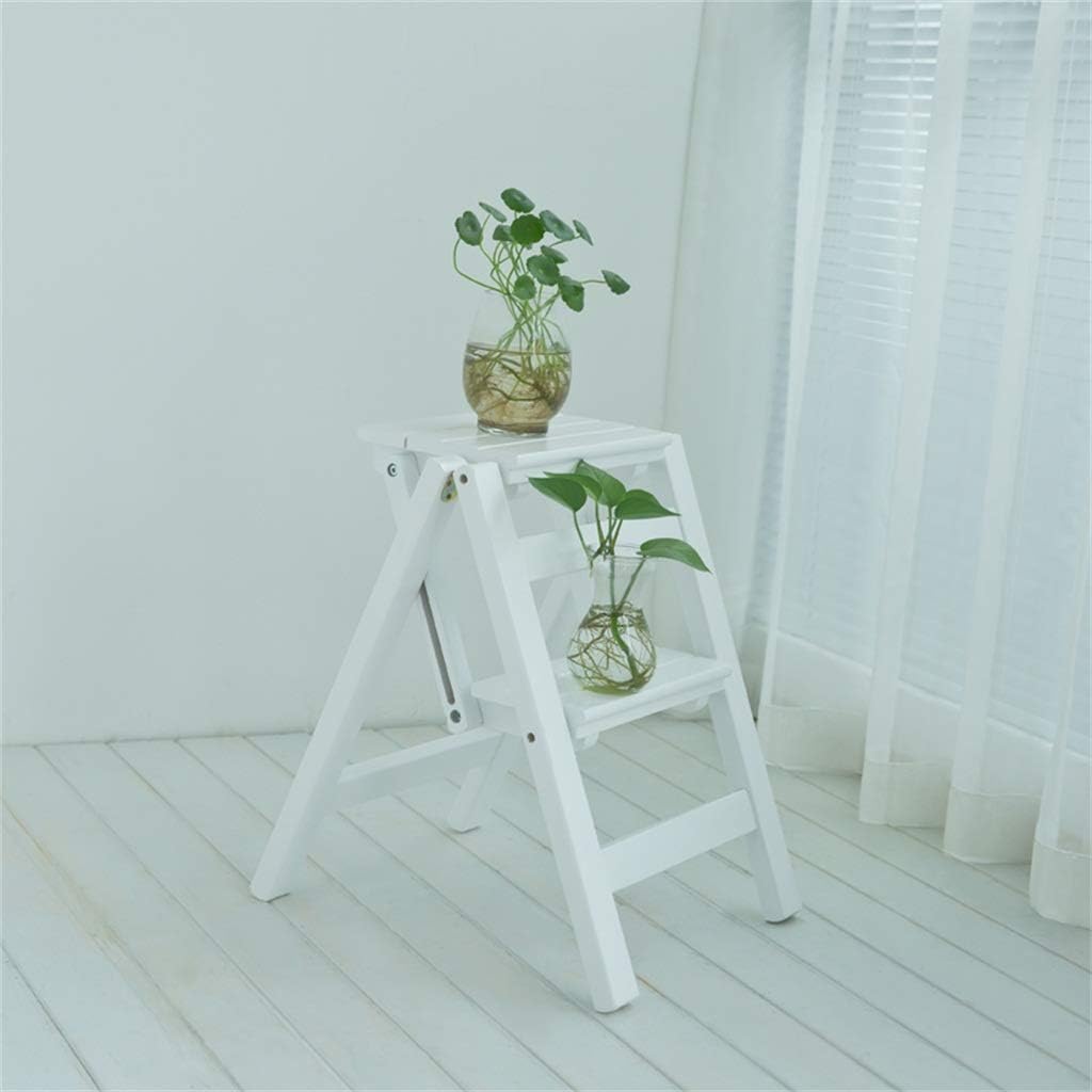 Foldable Stepstool Ladder, Flower Stand, Solid Wood Step Stool, Library Steps Ladder Chair Home Garden Tool Heavy Duty Max. 200kg Height:47cm