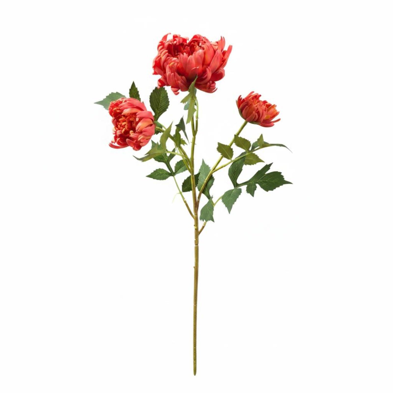 Simulazione Fiori Artificiali Dalia Finta Crisantemo Ramo Bouquet Decorativo in Tessuto Seta Facile da Modellare Adatto per Matrimoni Centrotavola Negozi Casa, Rosso Arancio