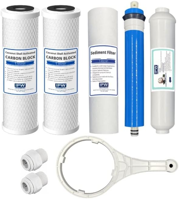 IPW Industries Inc - Compatible ERO 5 pc Reverse Osmosis Filters 1 Year Set, 5 Stage Reverse Osmosis Water Filter