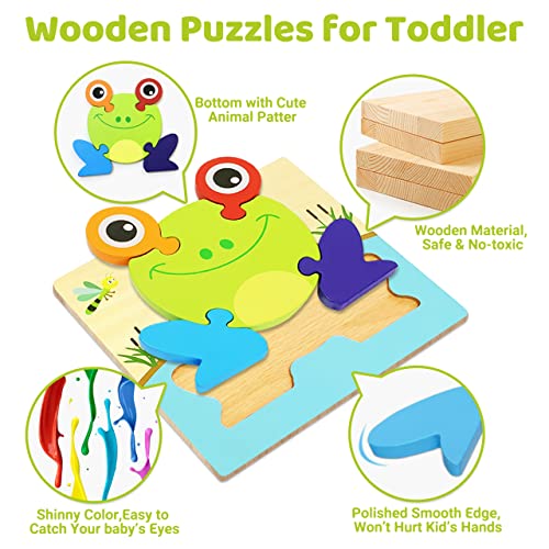 Lvkids Toddler Wooden-Puzzles Gift Toys: 6 Packs Educational Learning Wooden Jigsaw Games Puzzles For 2 3 4 5 6 Years Old Preschool Girls Boys Kids For Birthdays Party Favor Indoor Outdoor Activities #TOP2