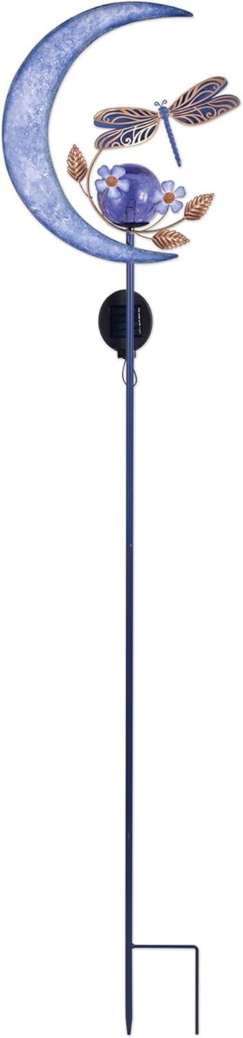 Sunset Vista Design Solar Garden Stakes - Decorative Lighted Garden Stake with Sensor, 53.5-Inch Tall, Dragonfly Moon
