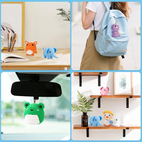 Image of Gerute 6Pcs Crochet Kit for Beginners,Crochet Animal Kit with Step-by-Step Video Tutorial, Crocheting Kit for Starters, Beginner Crochet Kits for Adult Kid Women Men Complete Kit Included (40%+ Yarn