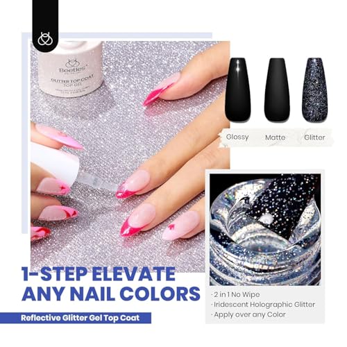beetles 44pcs Gel Nail Polish Set - 36 Colors Colorful Muse Gel Polish Kit Pink Nude Red Yellow Green Black White Glitter Nail Kit Base Top Coat UV LED Needed Salon DIY Home Gift for Women - Image 3
