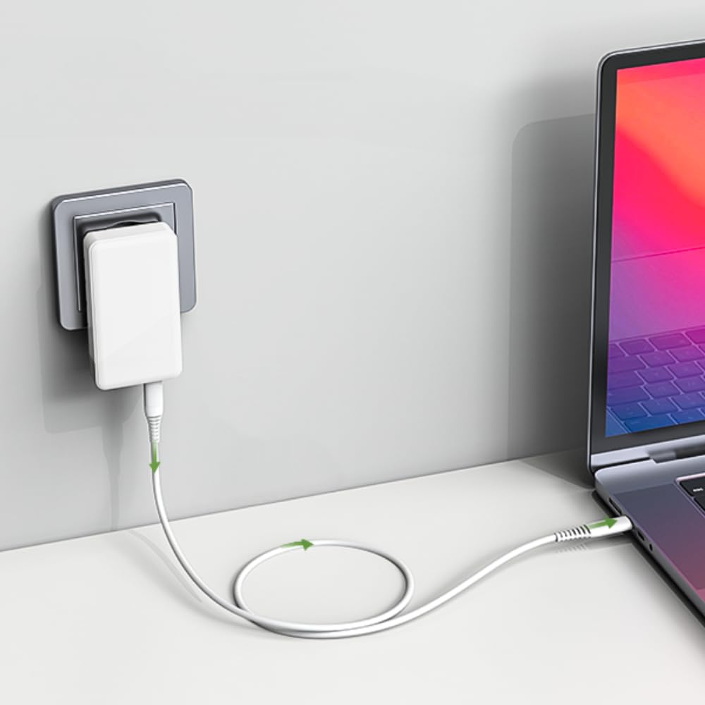 Ładowarka USB C 45W, płaska ładowarka ścienna USB, ultracienki zasilacz do iPhone'a 14 15 16 17 Pro/Max Samsung Galaxy, szybkie zasilanie PD z USB-C USB-A (2*USB-C)
