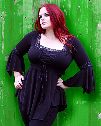 Dare To Wear Renaissance Corset Top: Victorian Gothic Boho Women's Plus Size Peasant Festival Fair Cosplay Lace Blouse, Envy 5X #TOP3