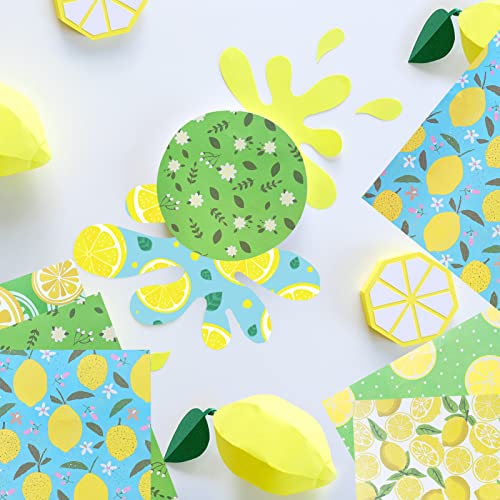 Cieovo 24 Sheet Lemon Plaid Pattern Paper Pack Summer Lemonade Scrapbook Specialty Paper Double-Sided Decorative Craft Paper For Lemon Theme Wedding Bridal Shower Diy Scrapbook Card Making Decoration #TOP5