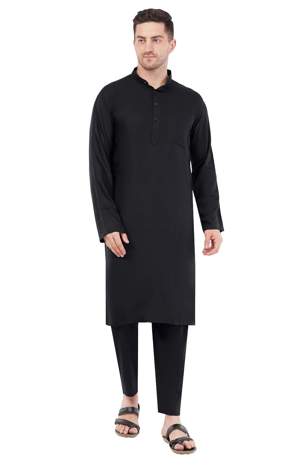 Men’s Cotton Kurta Pajama Set | Double Stitched Kurta & Pajama with Elastic Waist, Front Zip & Side Zip Pocket | Ethnic Wear for Festivals, Weddings & Daily Comfort-image-49