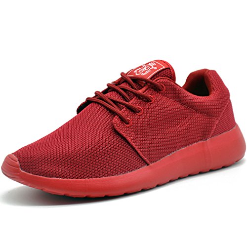 KENSBUY Breathable Comfortable Lace-up Running Shoes (10 M US Men, Wine-red)