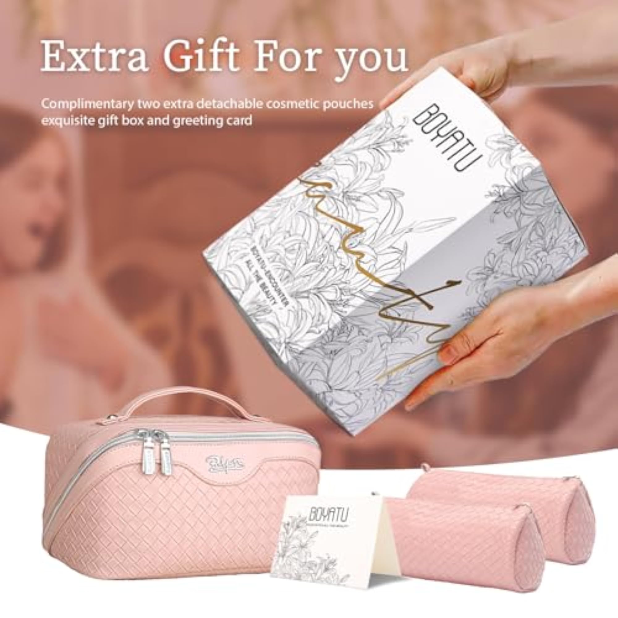 3-Pack Pink Travel Makeup Bags, Waterproof Organizer
