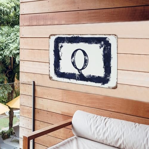Poster d'art monogrammé en métal durable, décoration murale rétro avec lettre de l'alphabet