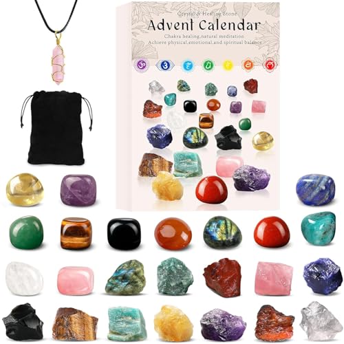 JurciCat Calendario de Adviento 2025 Mujeres Cristales Con 24 piedras y gemas Cuenta atrás para Navidad Regalos adecuados para mujeres y niños, y para los amantes de la geología