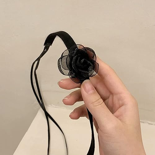Miniatura 4 de JWICOS Gargantilla negra para mujer, collar de flores para mujer, gargantilla de ante de terciopelo suave y sexy, accesorios para mujer