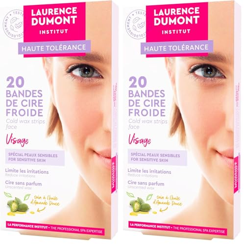 LAURENCE DUMONT INSTITUT 20 bandes de cire froide Visage Tous types de peaux : Peau lisse et douce (Lot de 2)