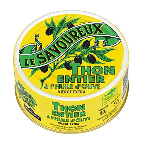 Le Savouréux - Juego de 4 atún con aceite de oliva, 80 g