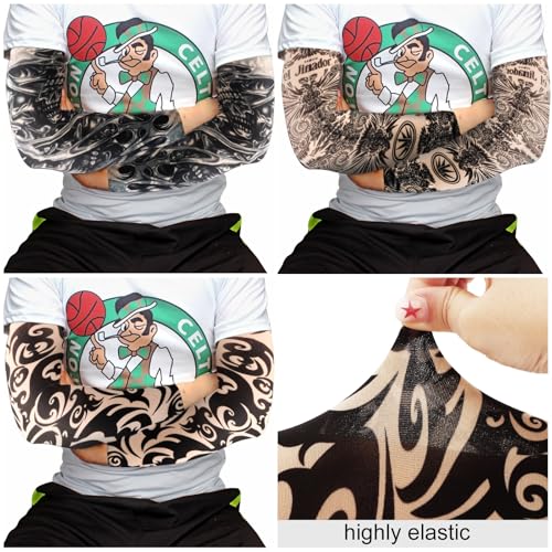 Image of YARIEW Tattoo Sleeves for Men, 6Pcs Fake Tattoos Sleeves to Cover Arms Sun Protection Sleeve Covers for Men and Women (Set 9)