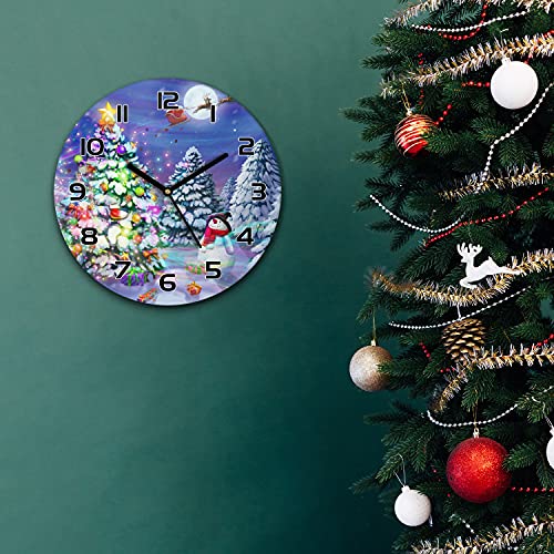 Horloge murale Noël cuisine moderne pendule verre silencieuse - 3
