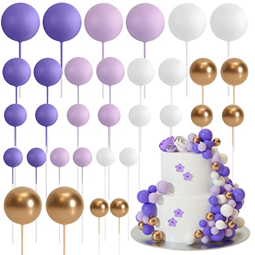 ASTARON 32 Pcs Ball Cake Topper Decorations Mini Balloons Cake To...