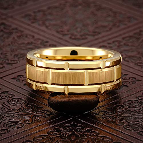 100S JEWELRY Engraved Personalized Tungsten Ring For Men Women Wedding Band Gold Brick Pattern Size 6-164