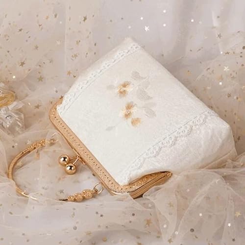 Walnuta Chinese Style Embroidered Handbag For Women Vintage Metal Frame Evening Bags Kiss Lock Qi Pao Clutch Bag Female Ethnic Purses (Color : As Shown, Size : One Size) #TOP5