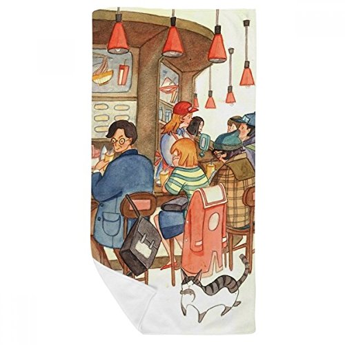 Serviette de bain doux gant de toilette chat multicolor 35 x 70cm - 2