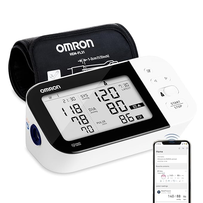 Image of HEM 7361T Bluetooth Arm Blood Pressure Monitor With Cuff Wrapping Guide,Hypertension Indicator,Japanese Intellisense Technology Powered by BeatO App