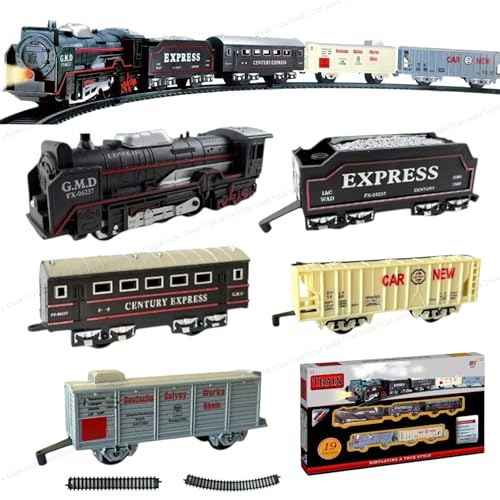 Classic Express Train Set with Locomotive, Passenger Car, Cargo Car ...