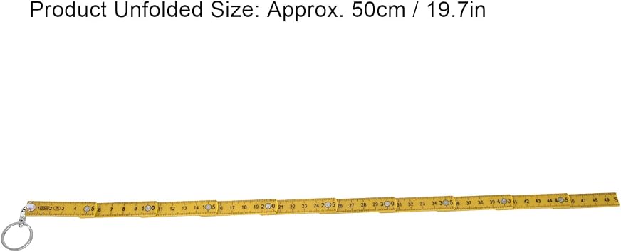 Meter Stick Foldable Ruler Abs 2Pcs Abs Folding Ruler Portable 0.5M Foldable Ruler with Key for Carpentry Laying Tiles (Yellow)