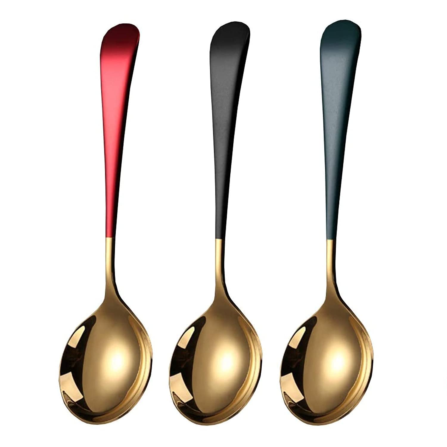 Golden Round Head Spoons, sus 304 Modern and Fashionable Thick 7.2 in Spoon Used for Soup, Grain, Dessert, Fruits, Milk Tea, Coffee (Set of 6) — Amazon image 10