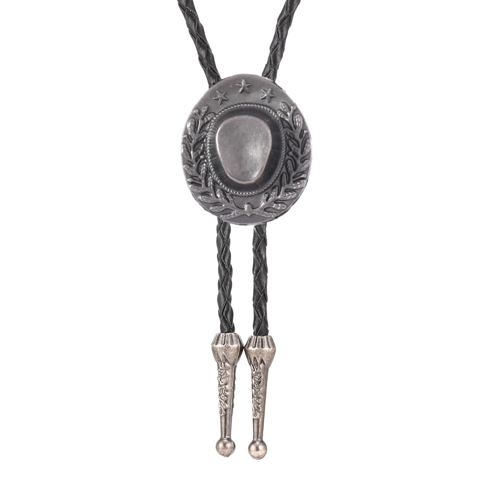 Joxevyia Bolo Tie for Men Vintage Cow Skull Leather Rope Western Cowboy Necktie Vintage Bola Tie Gift for Him