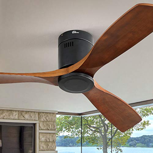 Sofucor 52 Inch Wood Ceiling Fan No Light, Flush...