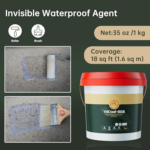 Image of 35 oz Transparent Waterproof Coating, Clear Liquid Sealant Invisible Waterproofing Adhesive Leak Repair Agent for Concrete, Wall, Wood, Brick, Water-Based Outdoor & Indoor Paint Sealer 1KG