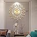 JTWALCLOCK Large Modern Wall Clock for Living Room Decor, 24 Inch Big Decorative Crystal Peacock Wall Clock Battery Operated Non Ticking for Kitchen Bedroom, Gold Metal Silent Wall Clocks for Home