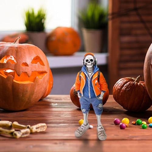 Statue de crâne et mini figurines squelettes pour déco maison