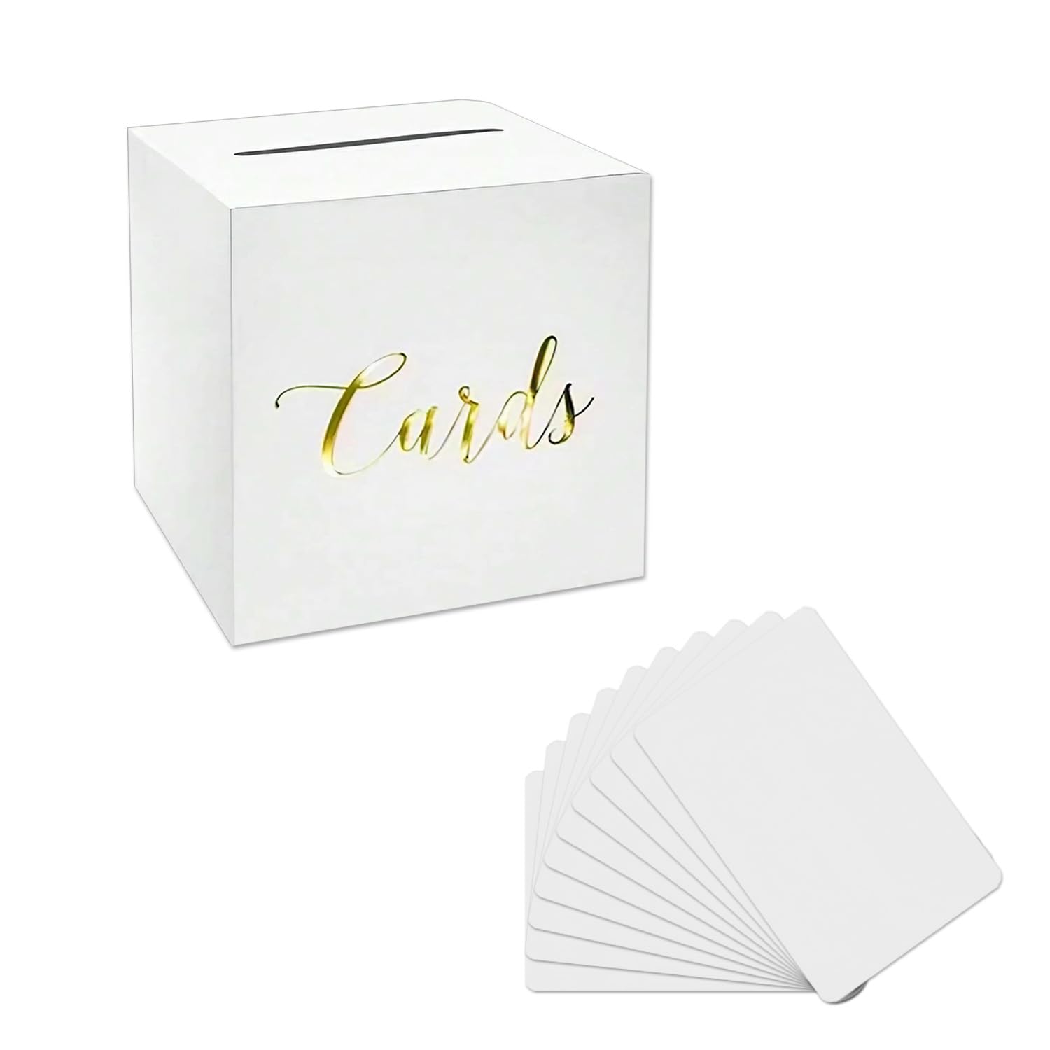 Caja Sobres Eventos 8.7x8.7 Pulgadas Caja Para Tarjetas De Regalo | Blanco  Y Dorado | Bodas, Cumpleaños, Graduaciones Caja Sugerencias 8.7 Pulgadas, image size:1500x1500