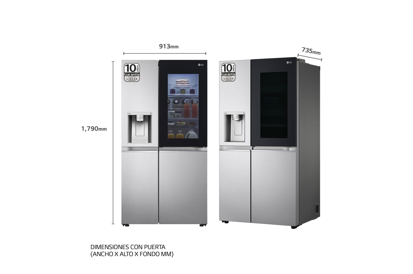 LG GSXV90MBAE - Frigorífico Americano No Frost Instaview, de 635 litros, Frigorífico Función Linear Cooling y Compresor Smart Inverter, Color Gris Inox Acero Texturizado Antihuellas